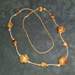 Unique boho necklace painted wood beads